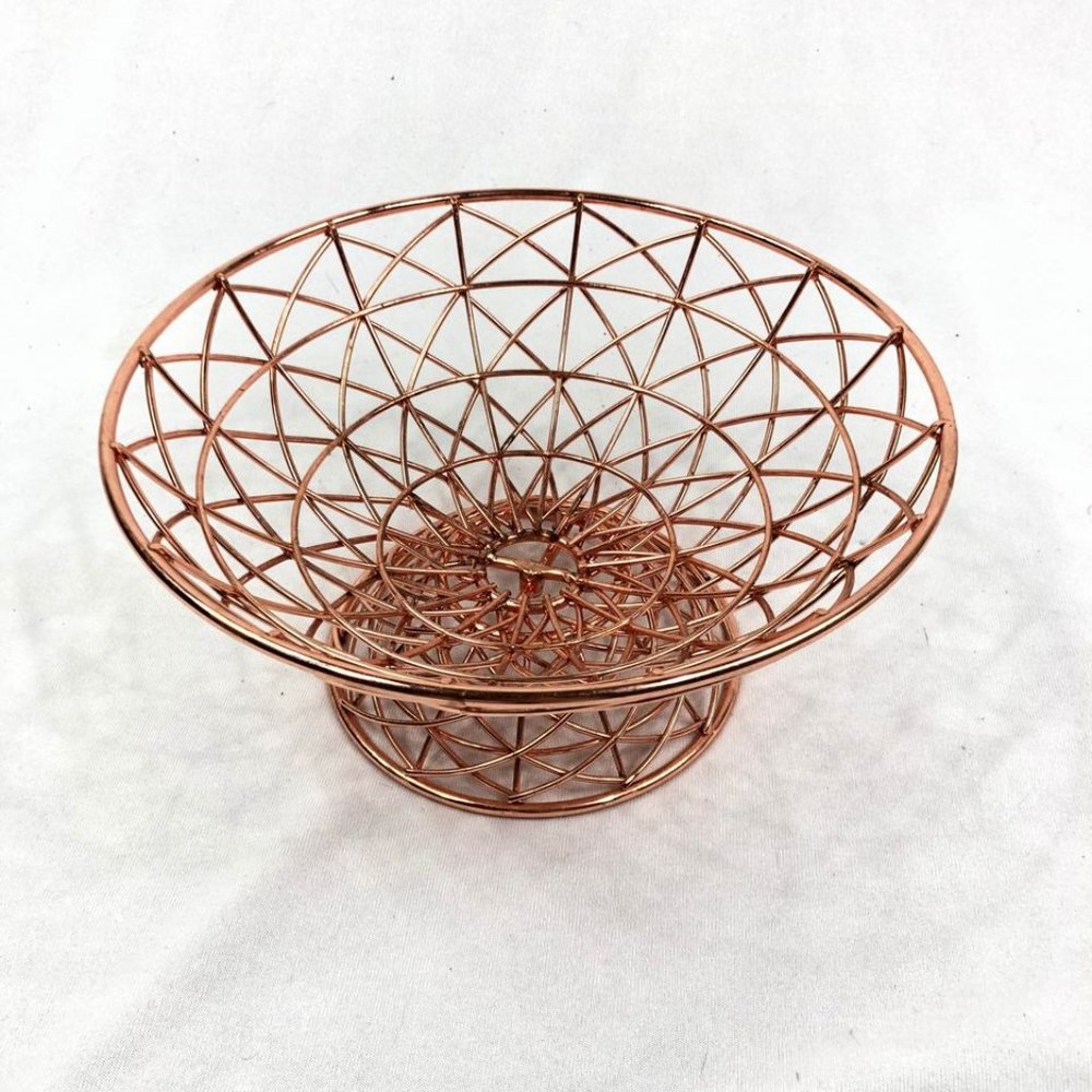Rose Gold Pedestal Fruit Bowl Tabletop Decor